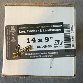 Bl149-50 Big Timber #14 X 9 Inch Hex Head Black Log Screws 50 Pk Anti Corrosion