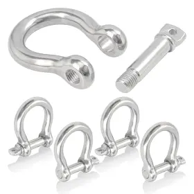 Biugaaufai 748743551822 5 Pcs 5/8 Inch D Ring Shackles 304 Stainless Steel Anchor Shackle 16 Mm Scr