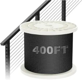 Bl087-400ft-b Blika 400ft 1/8 Inch Black Stainless Steel Cable Railing With 7x7