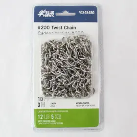 0348450 Blue Hawk Nickel Plated #200 Twist Chain 10 Ft Or 3m Model #0348450 Light Duty
