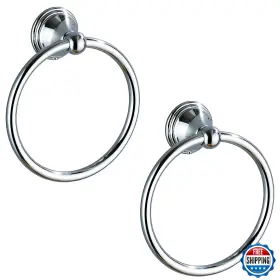 B0cklhhl1x Bluebyrne Chrome Bathroom Towel Ring 2 Pack - Wall Mount Hand Holder Rack Set