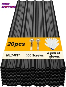 L41.34x Bobiban 744110956887 Metal Roofing Panels Corrugated Galvanized Roof W17.72inch 20pcs