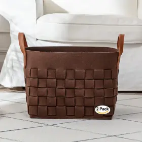 Boldmonkey 655630014431 Laundry Basket 15 Inch X13 X11 2 Pack Large Rectangular Felt Fabric