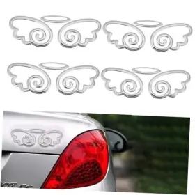 Hsl00473 Booge 4 Pcs 3d Pvc Angel Wings Car Decals Self-adhesive Wing Sliver