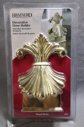 75374 Brainerd Decorative Plated Brass Door Holder Weight Wheat Adjustable Read
