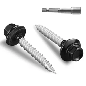 03002 Brand Bnuok Metal Roofing Screws #10 1 1/2 Inch X 1-1/2 Sharp Point Black 1lb Box