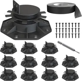 Dk-8002 Brand Deckit 12 Pack Adjustable Deck Support Pedestal High Load Black