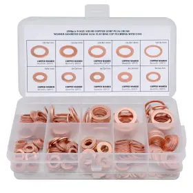Fgcw0200 Brand Famgee 200 Pcs Copper Washers Engine Seal Flat Ring Gasket Fastener 9 Sizes 200pcs