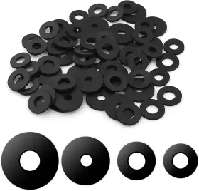 Z12046 Brand Toymis 80pcs Flat Rubber Washers Assortment Kit 18/20/25/30mm Black