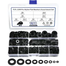 Zhuyu031 Brand Ylyl 1200 Pcs Nylon Flat Washers For Screws Black