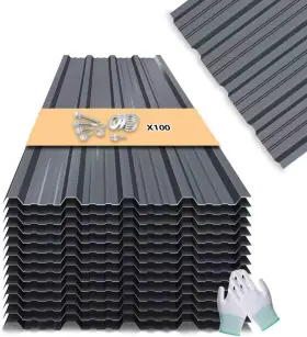 42.5x17.7in Brand Zuppolma Cgw013 10 Pcs Grey Corrugated Metal Roofing Waterproof Easy