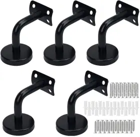 Branded 695510257855 Loeqian 5 Pack Black Stainless Steel Handrail Bracket Heavy Duty Staircase Handr