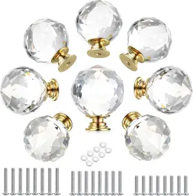 7631010739 Btsky 8 Pack Drawer Knobs Diamond Shaped Crystal Glass 40mm 1.6 Inches Color