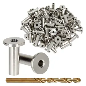 Built Industrial 194425486010 Stainless Steel Wire Rope Sleeves - 1/8 In Cable 80 Silver