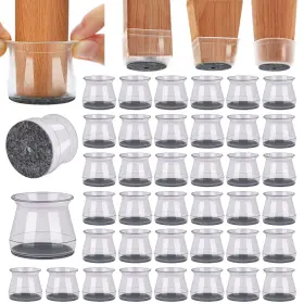 B09dcv8r63 Bumaco 40pc Chair Leg Floor Protectors Silicone Pads Clear Universal L 1-5/16 Inch -2