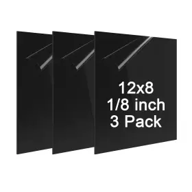 Bvsiaong Abs-18x24-1/4-2pcs Abs Plastic Sheet 1/8 Inch Thick - 3pack 12 X 8 Black Rigid Board Impac
