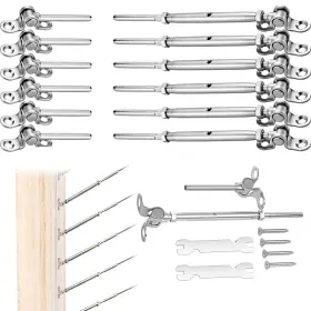 Bygytyo 771047980562 6 Pairs Cable Railing Kit 1/8 Inch Hardware Stainless Steel For Ca