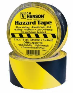 15045 C.h. Hanson Floor Tape Adhesive Back Yellow/black 2 Inch X 54 Ft. -