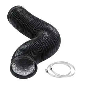 Cabax 014286245420 4 Inch 5 Feet Air Ducting Flexible Black Aluminum Vent Hose For Hvac V