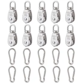 Cadbibe 779584155597 10pcs 304 Stainless Steel M15 Single Pulley Block Wire Rope M15-10pcs