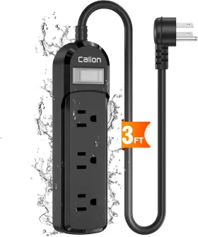 Qzh01 Calionltd Black Outdoor Power Strip Weatherproof 3 Ft Short Waterproof