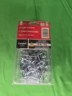 5977510 Campbell #1 Double Loop Chain Zinc Coated 15ft 155 Lb Made In Usa
