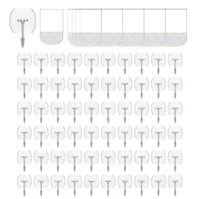 B0cps9ygwq Carainbo 60 Clear Small Wire Hanger Hooks - 70 Strips Damage-free 0.5lb Capacity