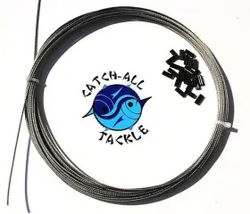 4333939233 Catch All Tackle 49-strand Cable Bright 7x7 Stainless Steel Kit 30ft 275lb 1.2mm With 10 1.3mm Cr