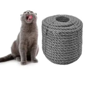 Pet-1-grey-6x10m Cathrone Sisal Rope 6mm For Cat Scratcher Repair And Replace Scratching ... Fast Ship