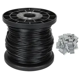 Certbuy 735626269868 200ft Vinyl Wire Rope 1/16 Inch Black Coated Covered 304 Stainless St
