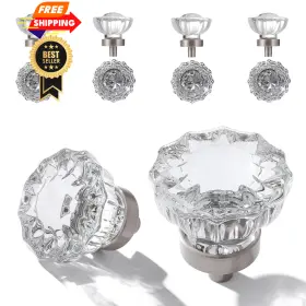 Ceymio 639395276570 Crystal Cabinet Knobs 8 Pack Clear Glass Pulls Brushed Nickel