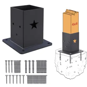 Hzx-hwcp-030 Chicaura 4x4 Post Base 2-pack Heavy-duty Bracket 3.6 X Inch Inner Size D