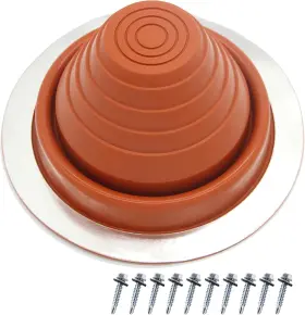 Chooseu 313104656692 Bright Red Silicone Rubber Boot Metal Roof Pipe Flashing With Flexible Round Bas