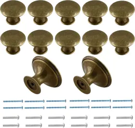 00221223 Cionyce 12 Pcs Brass Cabinet Knobs Metal Drawer Round Dresser Pack