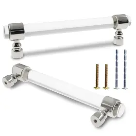 Tuohai0118 Cionyce 2 Pack Acrylic Drawer Pulls 5.94 Inch Overall Length Silver