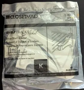 32817 Closetmaid Shelftrack Shoe Shelf Bracket 2 Pack Nickel For 12 Inch Superslide