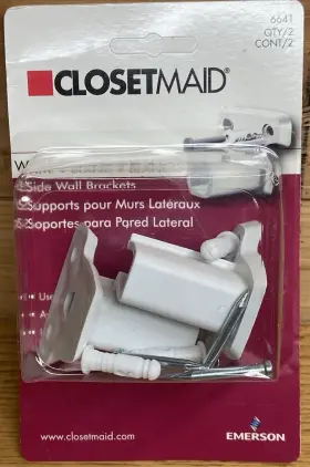 6641-00 Closetmaid Closet Maid Wholesale Lot Of 24 Pack Case Low Profile Wall Bracket 2-pk. 6641