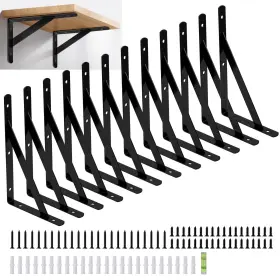 Ymx7-1-bi-bt018-12 Cnqlis 12pcs Heavy Duty Shelf Brackets 8 In X 5 Wall Mount L Steel Bracke