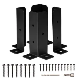 Fba-qy234-us Cokritsm 4 Pcs Adjustable Heavy Duty Half Column Black Post Brackets Fit 1.5x1.5 2x2