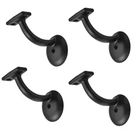 Qy217-4pcs-us Cokritsm 4 Pcs Black Handrail Brackets Heavy Duty Zinc Die Cast Stair Support Hardware