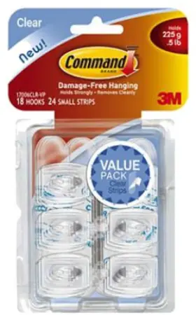 17006clr-18es Command 4 Pack - Clear Hooks With Adhesive Strips 18-hook