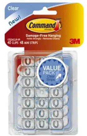 17026clr-40es Command 4 Pack - Clear Decorating Clips Value 40