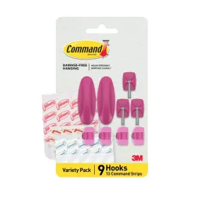 B0d1lgd852 Command Mixed Hooks Pack 9 Dragon Fruit And 13 Strips Damage-free Hanging