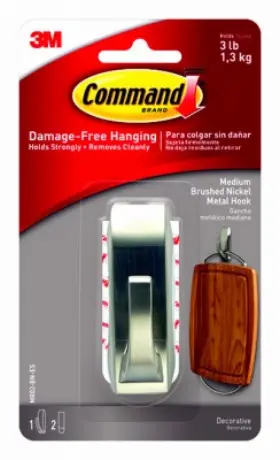 Mr02-bn-es Command 4 Pack - Metal Modern Hook Brushed Nickel Medium