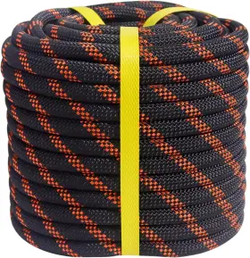 Crayza 734172873208 1/2 Inch Double Braided Arborist Rope Strong 1/2inch X 50feet Black/orange