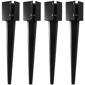 Crizta 731525277928 4pcs 24 Inch Heavy Duty 4x4 Fence Post Anchor Ground Spike Metal Black Powder Coated