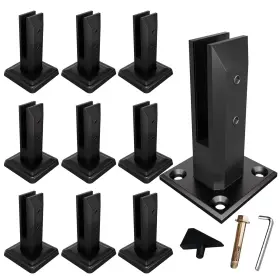 Cvter 634924177762 10pcs Black Glass Railing Clamp 304 Steel For Spigots Post Balustrade Pool Fence