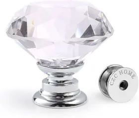 43237-2 Czc Home 10 Pcs Diamond Crystal Glass Pull Handle Cabinet 30 Mm Transparent