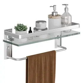 B0ccny8c1c Danpoo Bathroom Wall Shelf With Towel Bar Clear Tempered Glass Hand Hold