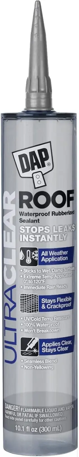 7079818395 Dap Ultra Clear Roof Waterproof Rubberized 10.1 Ounces Crystal